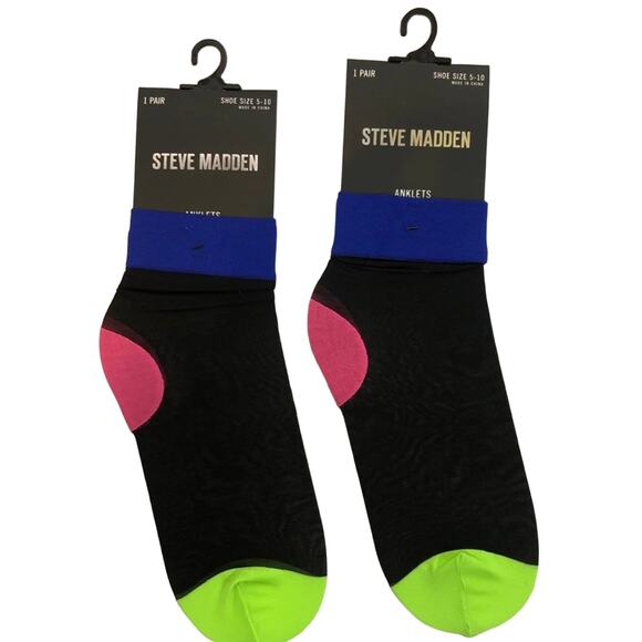 NWT Steve Madden Retro 70's colorful Disco ankle socks 7 pairs - Picture 2 of 7